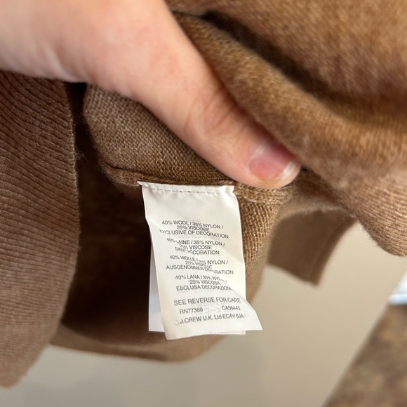 NWOT J. CREW Needle Punch Lace Wool Blend Crewneck Sweater brown cream size XXS - Picture 8 of 14